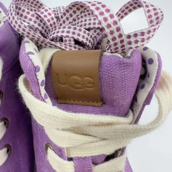 NEW UGG High-Top Sneaker Shoes Lace-Up Side-Up Canvas Upper Purple Womens 6W - Picture 3 of 7